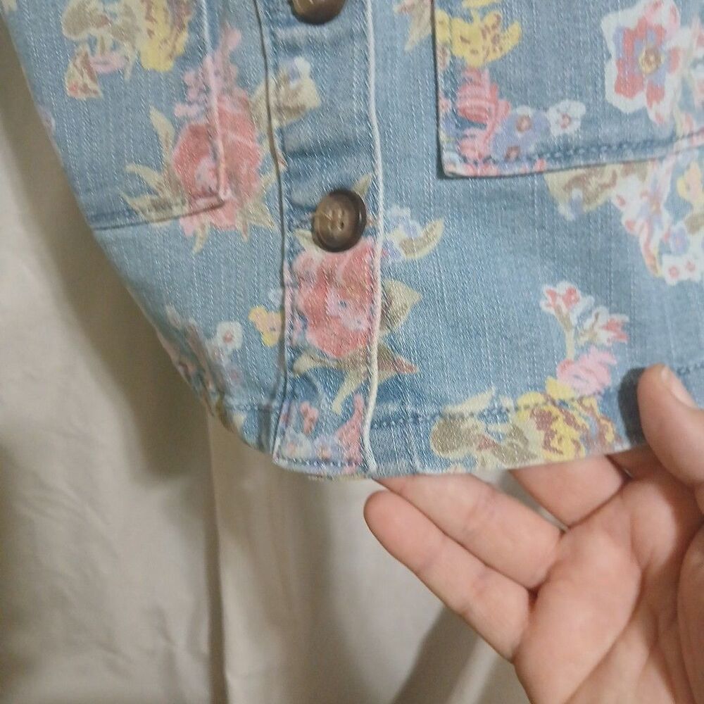 Wonder Nation Girls Toddler Blue Floral Button Down Denim Jumper Size 2T - Picture 3 of 9